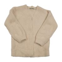 Pudrový chlupatý žebrovaný svetrový cardigan se třpytkami George