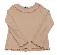 Pudrové žebrované triko s volánkem C&A