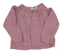 Starorůžový kašmírový propínací svetr s perforovaným vzorem Jojo Maman Bébé