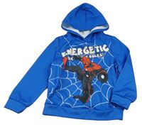 Cobaltově modrá mikina se superhrdinou a kapucí