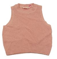Světlerůžová žebrovaná svetrová vesta SOMEONE