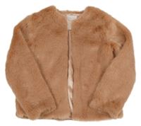 Skořicový kožešinový podšitý kabát Tu