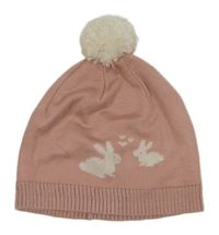 Starorůžová pletená čepice s králíčky a bambulí H&M