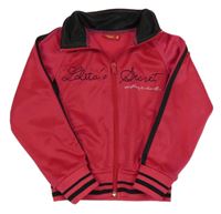 Malinovo-černá propínací sportovní mikina s nápisy a pruhy TisSAia