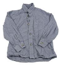 Tmavomodro-bílá kostkovaná košile