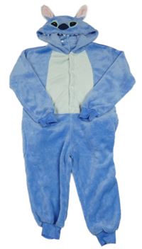 Kostým - Modrá plyšová kombinéza s kapucí - Stitch