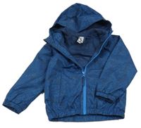 Tmavomodro-modrá vzorovaná šusťáková funkční jarní bunda s kapucí Quechua