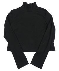 Černý žebrovaný crop rolák SHEIN