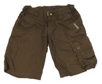 Tmavohnědé funkční plátěné kraťasy s kapsou Quechua