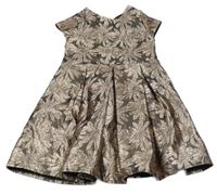 Tmavohnědo-bronzové květované slavnostní šaty