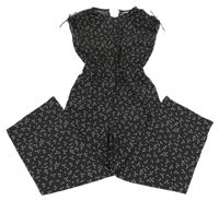 Tmavošedý kytičkovaný vzorovaný kalhotový overal H&M