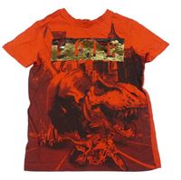 Červené tričko s dinosarem s překlápěcími flitry George
