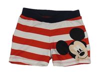 Červeno-bílé pruhované nohavičkové plavky s Mickeym Disney