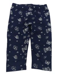 Tmavomodré capri legíny s motýly Blue Seven