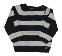 Tmavomodro-šedý pruhovaný svetr H&M
