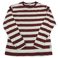Vínovo-bílé pruhované triko Zara