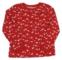 Červená pyžamová mikina s losy a stromky Peacocks