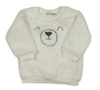 Bílá huňatá mikina s medvědem Ergee