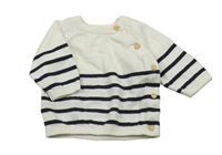 Smetanovo-černý propínací lehký svetr s pruhy H&M