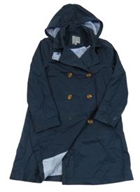 Tmavomodrý plátěný jarní kabát s kapucí JBC