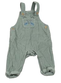 Zelenošedé manšestrové laclové kalhoty s kapsou s čumákem F&F