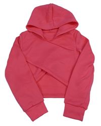 Tmavorůžová crop mikina s kapucí Shein