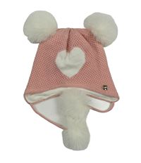 Růžová čepice se srdcem a bambulemi Original Marines