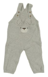 Světlešedé melírované pletené laclové tepláky s medvědem C&A