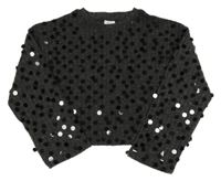 Antracitové žebrované úpletové crop triko s flitry Zara