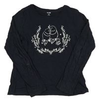 Tmavomodré triko s papoušky Kiabi