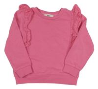 Růžová mikina s volánky s madeirou C&A