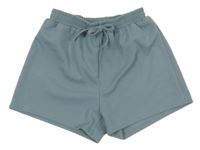 Modrošedé žebrované kraťasy Shein