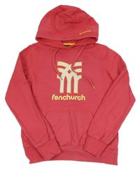 Fuchsiová mikina s potiskem a kapucí