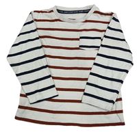 Smetanovo-hnědo-černé pruhované mikinotriko s kapsou Matalan