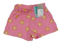 Nové - Růžové květované bavlněné kraťasy Primark