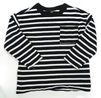 Černo-bílá pruhovaná mikina s kapsou H&M