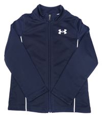 Tmavomodrá sportovní propínací funkční mikina s logem Under Armour