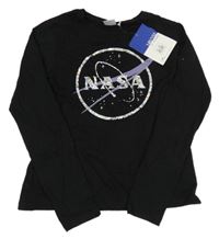 Nové - černé triko s nápisem - Nasa 