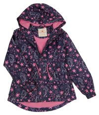 Tmavomodro-růžová šusťáková podzimní parka s koníky George