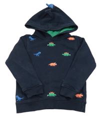 Tmavomodrá mikina s dinosaury a kapucí s ostny M&S