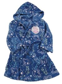 Tmavomodrý vzorovaný chlupatý župan s Peppou a kapucí Nutmeg