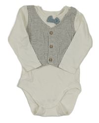 Bílé body s našitou vestou a motýlkem H&M