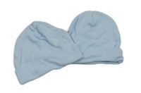 Nové - 2x světlemodrá bavlněná čepice 