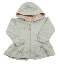 Šedá melírovaná propínací mikina s volánkem a kapucí Matalan