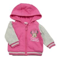 Růžovo-šedá propínací mikina s Minnie a kapucí Disney
