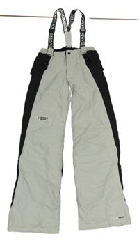 Šedo-černé šusťákové oteplovačky s kšandami 