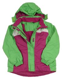 Zeleno-růžová šusťáková funkční lyžařská bunda s kapucí Crivit