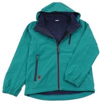 Tmavozelená softshellová bunda s kapucí 