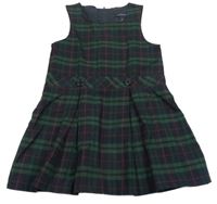 Zeleno-tmavomodré kostkované šaty 