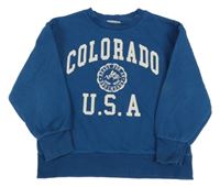 Petrolejová mikina s nápisy Matalan